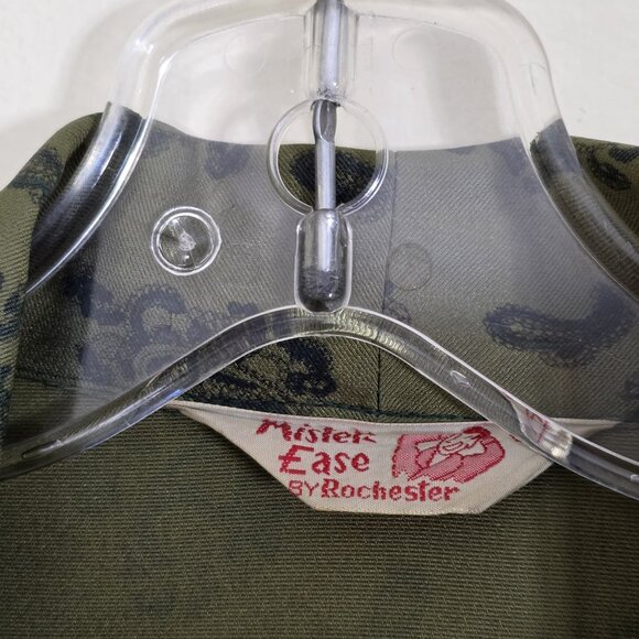 Vintage Mens L Paisley Belted House Robe Smoking Jacket Olive Green Old Money - Picture 5 of 7